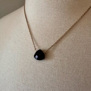 Black Gem Teardrop Pendant Necklace